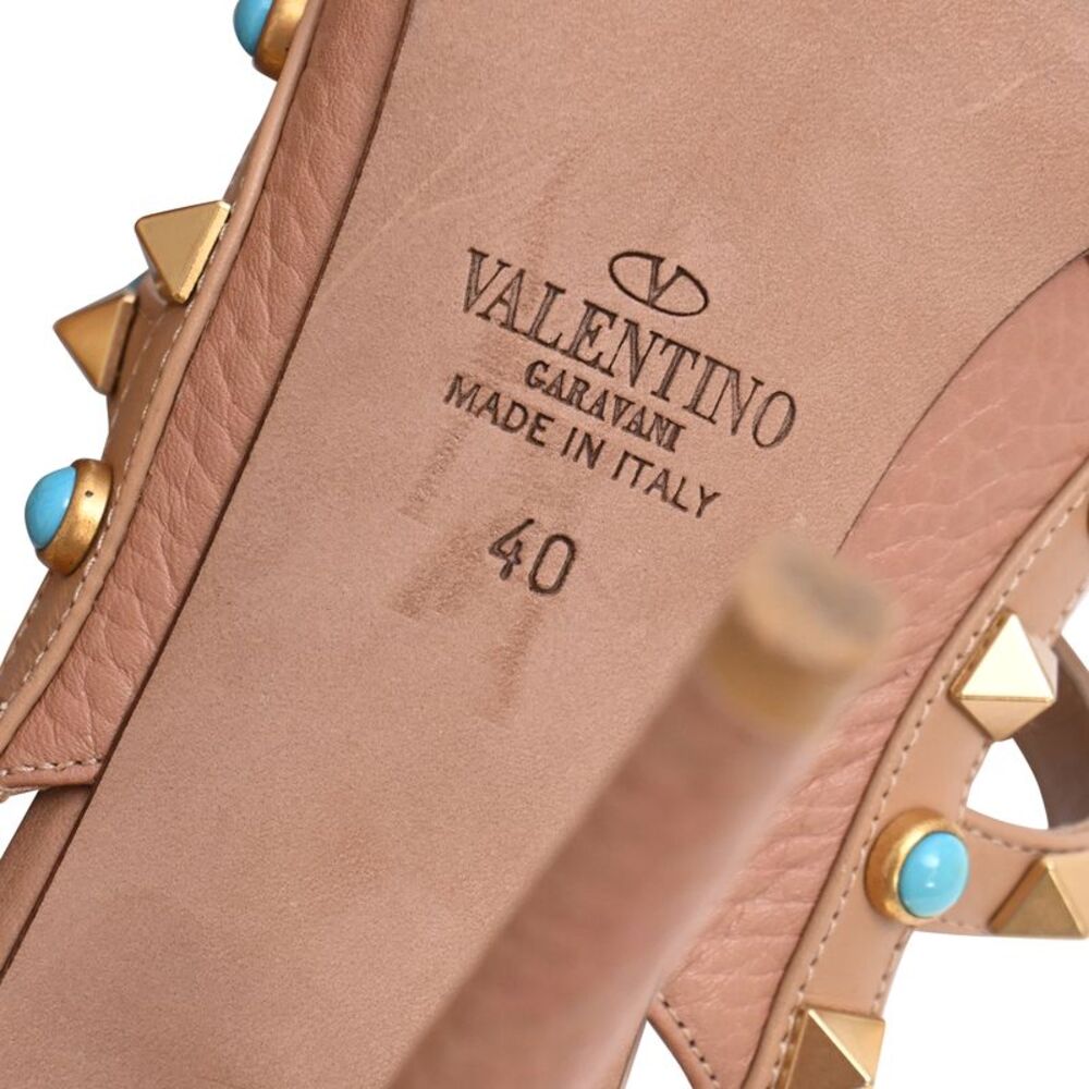 Valentino Garavani Rockstud Ankle Strap Pumps in Beige - Picture 7 of 8